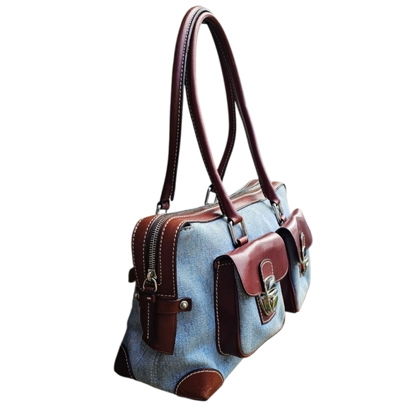 Dooney & Bourke Blue and Brown Shoulder Bag - Picture 4 of 11
